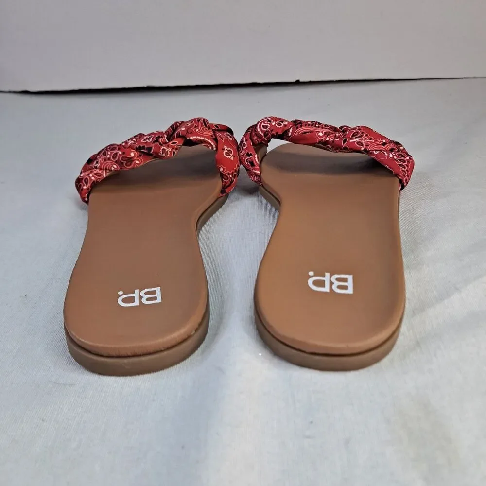 BP. Santos2 Women's Slide Sandals Size 10 Red Bandana Braided